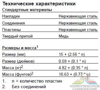 Технические характеристики и габаритные размеры паянного теплообменника Alfa Laval CB110 24L